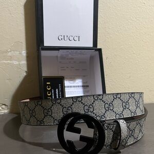 Gucci Monogram Black and Gray Belt